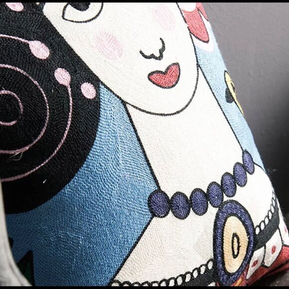 Frida Kahlo Embroidered Bohemian Pillow Cover - Picture 4 of 5